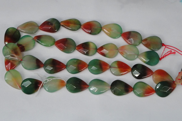 CAG1070 15.5 inches 18*25mm faceted flat teardrop rainbow agate beads