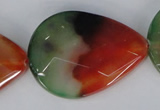 CAG1072 15.5 inches 30*40mm faceted flat teardrop rainbow agate beads