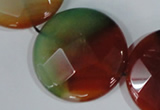 CAG1082 15.5 inches 35mm faceted coin rainbow agate beads