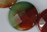 CAG1083 15.5 inches 40mm faceted coin rainbow agate beads