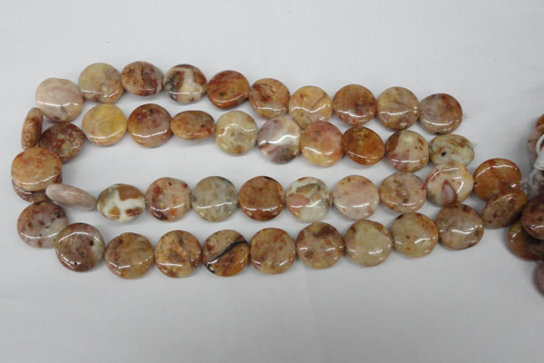 CAG1090 15.5 inches 18mm flat round Morocco agate beads wholesale