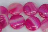 CAG1170 15.5 inches 18mm flat round line agate gemstone beads