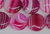 CAG1171 15.5 inches 20mm flat round line agate gemstone beads