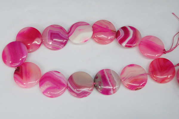 CAG1172 15.5 inches 30mm flat round line agate gemstone beads