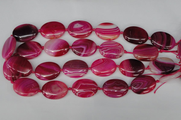 CAG1187 15.5 inches 22*30mm oval line agate gemstone beads