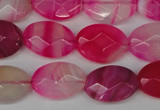 CAG1191 15.5 inches 13*18mm faceted oval line agate gemstone beads