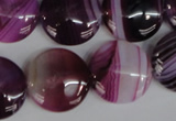 CAG1200 15.5 inches 20mm flat round line agate gemstone beads