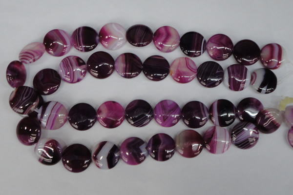 CAG1200 15.5 inches 20mm flat round line agate gemstone beads