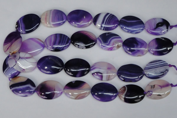 CAG1210 15.5 inches 20*30mm oval line agate gemstone beads