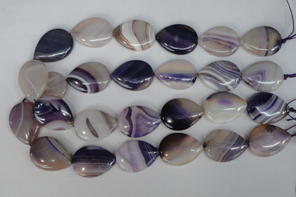 CAG1215 15.5 inches 22*30mm flat teardrop line agate gemstone beads