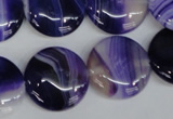 CAG1220 15.5 inches 20mm flat round line agate gemstone beads