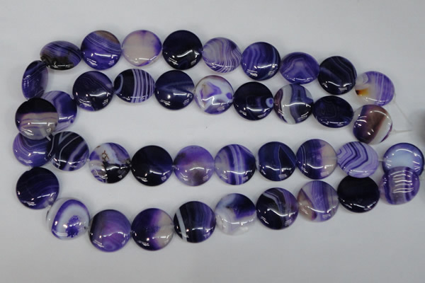 CAG1220 15.5 inches 20mm flat round line agate gemstone beads