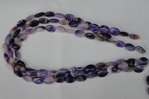 CAG1230 15.5 inches 10*14mm oval line agate gemstone beads