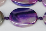 CAG1238 15.5 inches 25*35mm oval line agate gemstone beads