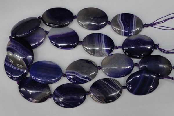 CAG1239 15.5 inches 30*40mm oval line agate gemstone beads