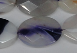 CAG1258 15.5 inches 20*30mm faceted oval line agate gemstone beads