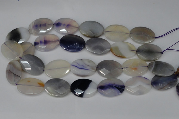 CAG1258 15.5 inches 20*30mm faceted oval line agate gemstone beads