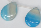 CAG1300 Top-drilled 22*30mm flat teardrop line agate gemstone beads