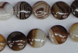 CAG1305 15.5 inches 14mm flat round line agate gemstone beads