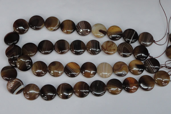 CAG1308 15.5 inches 20mm flat round line agate gemstone beads