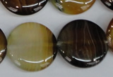 CAG1309 15.5 inches 25mm flat round line agate gemstone beads