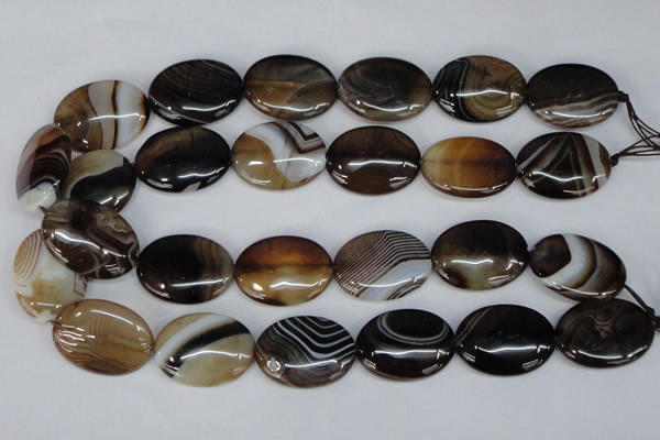 CAG1317 15.5 inches 22*30mm oval line agate gemstone beads