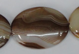 CAG1319 15.5 inches 30*40mm oval line agate gemstone beads