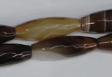 CAG1342 15.5 inches 10*30mm faceted rice line agate gemstone beads