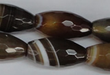 CAG1344 15.5 inches 15*30mm faceted rice line agate gemstone beads