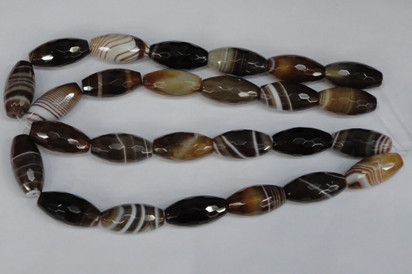 CAG1344 15.5 inches 15*30mm faceted rice line agate gemstone beads