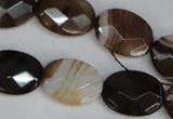 CAG1349 15.5 inches 15*20mm faceted oval line agate gemstone beads