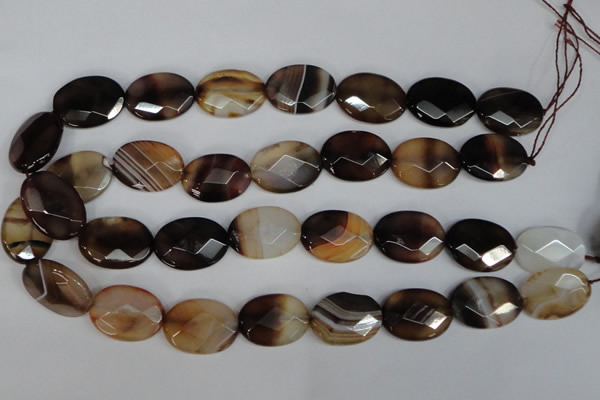 CAG1350 15.5 inches 18*25mm faceted oval line agate gemstone beads