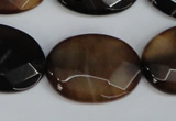 CAG1351 15.5 inches 22*30mm faceted oval line agate gemstone beads