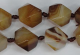 CAG1357 15.5 inches 16*18mm faceted nuggets line agate gemstone beads