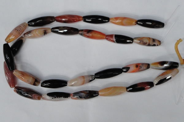 CAG1360 15.5 inches 10*30mm faceted rice line agate gemstone beads