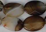 CAG1385 15.5 inches 18*25mm faceted oval line agate gemstone beads