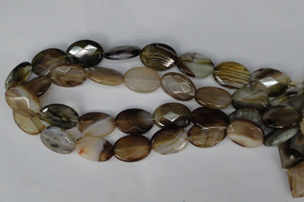 CAG1385 15.5 inches 18*25mm faceted oval line agate gemstone beads