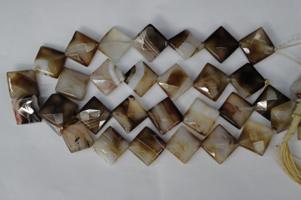 CAG1395 15.5 inches 20*20mm faceted diamond line agate gemstone beads