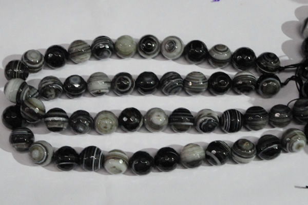 CAG1407 15.5 inches 16mm faceted round line agate gemstone beads