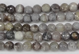 CAG1421 15.5 inches 6mm faceted round silver needle agate beads