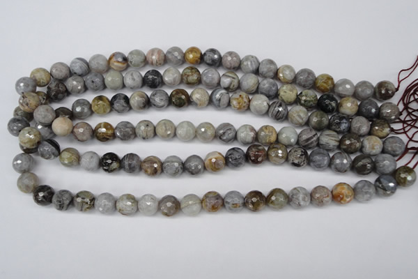 CAG1423 15.5 inches 10mm faceted round silver needle agate beads