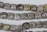 CAG1430 15.5 inches 8*8mm square silver needle agate beads