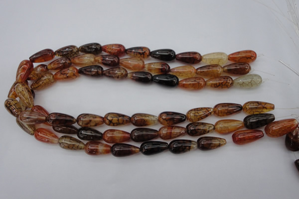 CAG1448 15.5 inches 10*20mm teardrop dragon veins agate beads