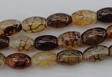 CAG1451 15.5 inches 8*12mm rice dragon veins agate beads