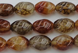 CAG1455 15.5 inches 10*15mm twisted rice dragon veins agate beads