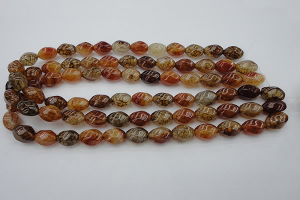 CAG1455 15.5 inches 10*15mm twisted rice dragon veins agate beads