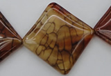 CAG1488 15.5 inches 30*30mm diamond dragon veins agate beads