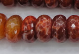 CAG1495 15.5 inches 10*20mm faceted rondelle natural fire agate beads