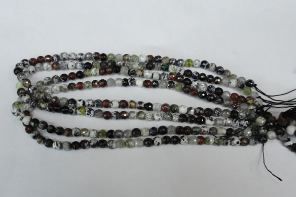 CAG1503 15.5 inches 6mm faceted round fire crackle agate beads