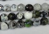 CAG1508 15.5 inches 8mm faceted round fire crackle agate beads